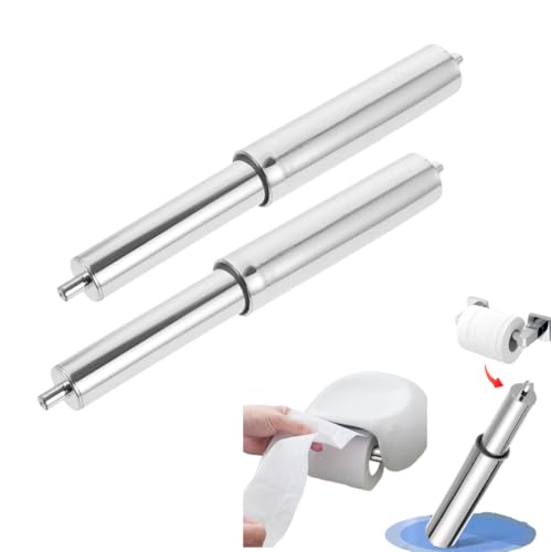 Homoyoyo 2-Pack Universal Spring Loaded Toilet Paper Holder Replacement Rod & Roller, Adjustable Length 4.52-6.48 inch, Chrome Plated for Bathroom, Home, Hotel, Apartment, RV for Homeowners/Landlords