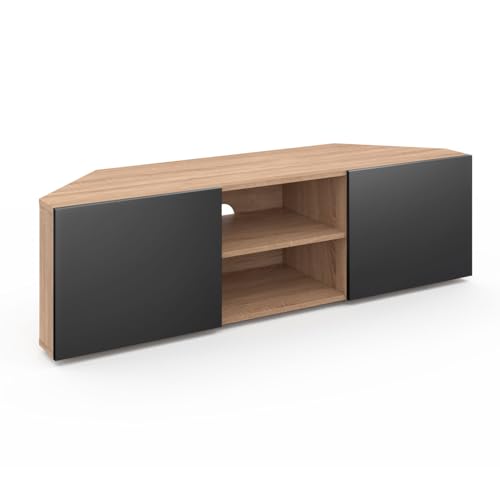 IDMarket - Mobile TV 110 cm angolare ELI legno faggio porte nere
