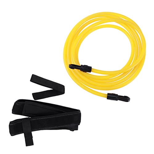 Abaodam Swim Resistance Belt Set Swim Training Band with Neoprene Waist Strap Elastic Exerciser Storage Mesh Bag for Swim Resistance Training Yellow