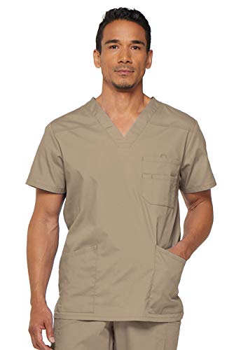 Image of Dickies Mens V-Neck Scrub Top with 5 Pockets - Medical & Nursing Uniform Shirt, Side Vents - 81906