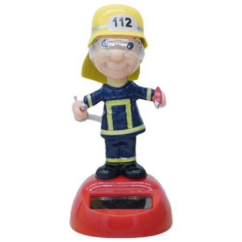 Jouet Dansant À Énergie Solaire, Pompier Solaire Oscillant Figurines Solaires Bobblehead Voiture Décoration Figurine Solaire pour Bureau, Rebord De Fenêtre, Tableau De Bord De Voiture, 4.5x5.7x10cm
