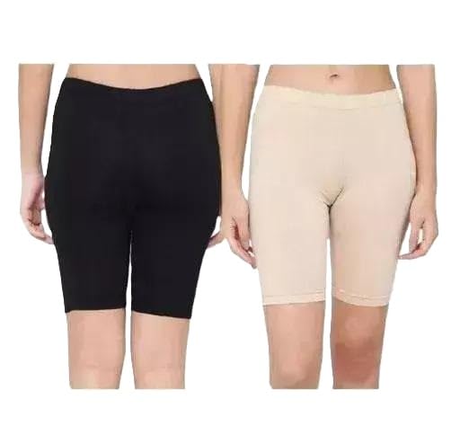 Pack of 2 Fashion Cotton Blend Cycling Shorts Elastic Waist Soft Stretch Under Skirt Everyday Comfort Daily Use-picture-28