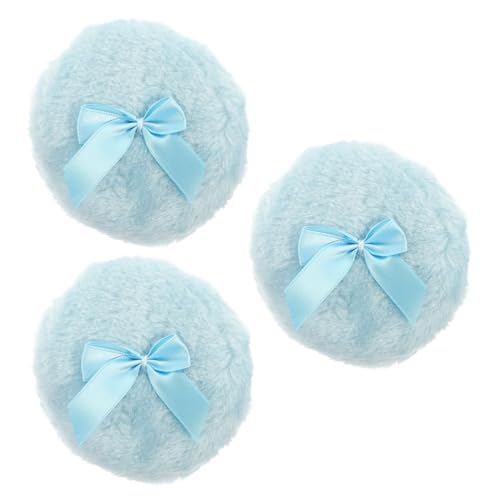 WOFASHPURET ふわふわのパフ 蝶結び 再利用可能 メイクアップ 男の子 女の子 大人用 3個入り 優しく 大きいサイズで素早くカバー