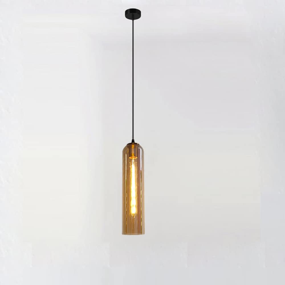 Lámpara colgante lineal tubo largo con pantalla cristal comedor 7