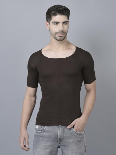 Image of Dollar Lehar Men Combed Cotton Round Neck with Sleeve Vest -Colour May Vary