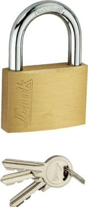 Link60mm New Brass Lock | Solid Brass Body | Hardened Shackle | 3 Brass Keys | 1 Lock | Made in India