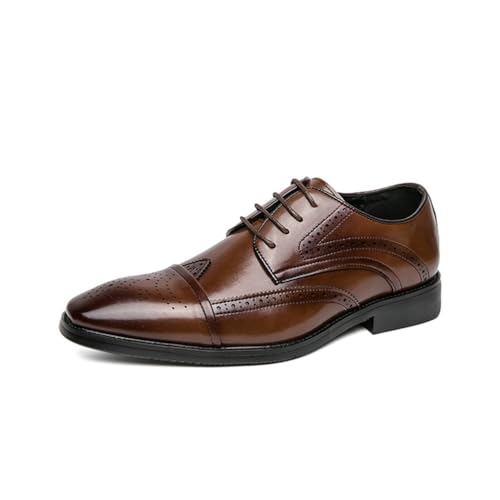 Men's Lace-Up Dress Shoes, Classic Brogues Derbys Comfortable School Shoes for Boy, Teen in Business, Party and Wedding