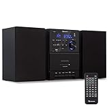 Auna Radio Portatil con CD para Casa FM/Dab/Dab+, Radios Bluetooth con Sistema Estéreo, Incluye 2 Altavoces, Pantalla LCD y Mando, Transistores con Alarma, MP3 y Streaming, Bateria Recargable