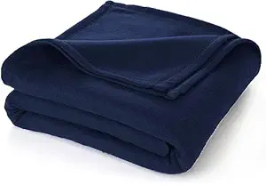 Nivasam Light Weight Printed Fleece Blanket, Bedsheet for All Seasons Super Soft Plush and Luxurious AC Blanket Warm and Cozy (Dark Blue, Single Bed)