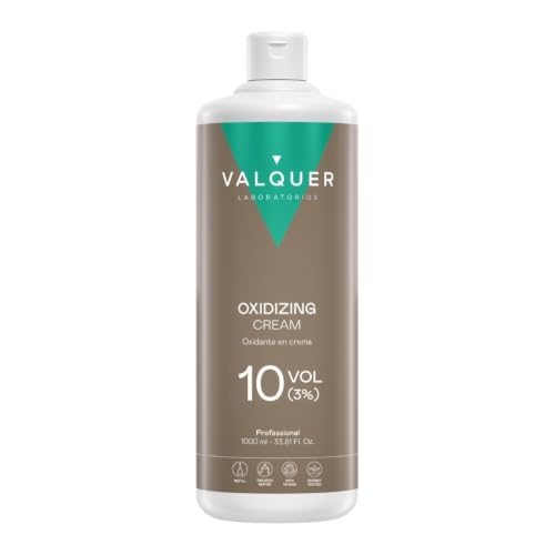 VALQUER Agua Oxigenada en Crema Estabilizada 10 Volúmenes 3% | 1 L | Oxidante para Coloración Capilar Permanente y Decoloración | Vegano con Ingredientes de Origen Natural | Profesional
