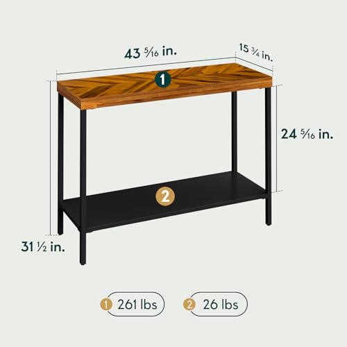 Image of Bme Vivian Console Table, Solid Acacia Wood Entryway Table Without Drawer, Rustic Golden Brown Mid Century Modern Hallway Table, Sofa Table for Living Room or Foyer