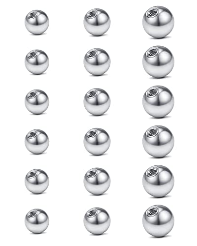 JFORYOU 14G Replacement Balls for Piercing Jewelry 18Pcs Externally Threaded Surgical Steel Balls Industrial Barbell Tongue Nipple Navel Belly Button Piercing Rings Parts 5MM-8MM
