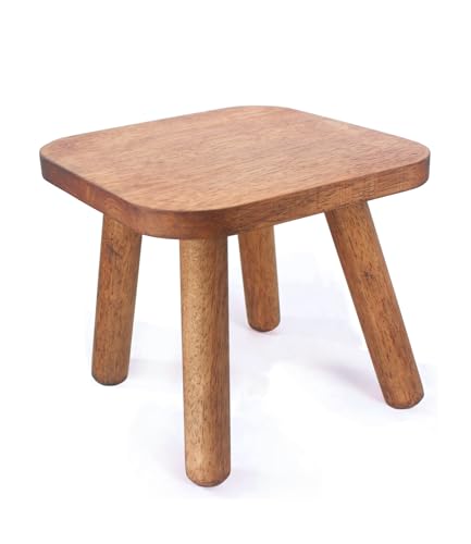 zaowofires Solid Wood Step Stool ?Milking Stool, Plant Stand, Round Foot Stool, Removable Portable Stool, Shoe Changing Stool, Small Short Stool (Walnut)