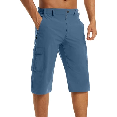 LinRim Pantalones de trabajo para hombre, pantalones 3/4 para hombre, pantalones de senderismo, pantalones tácticos, pantalones de trekking, pantalones multipantalones, pantalones altos elásticos