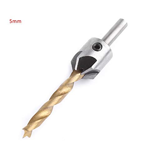 Countersink Drill Bit Set Counter Sink Bit Woodworking Carpentry Reamer Round Shank With Hex Key, 5mm - Image 2