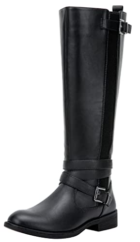 Vepose Women's Riding Knee High Boots Calf Tall Stretch Retro Low Heel 952 Boots with Zipper