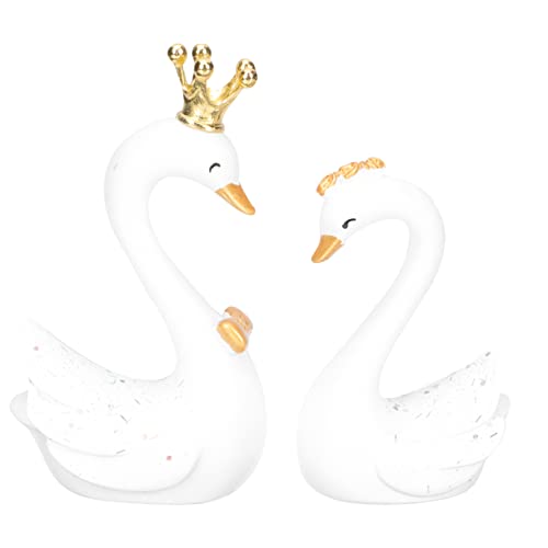 DIKACA 1 Par Adorno De Cisne Comestible Pastel Accesorios Estatuas De Cisnes Primeros De La Torta Del Bebé Topper De La Magdalena De La Boda Estatuilla Coleccionables Resina