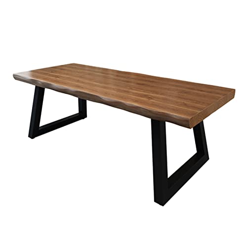 Escritorio de madera maciza para computadora con marco de hierro forjado, banco de trabajo multifuncional para oficina en casa, estudio y juegos, fácil montaje