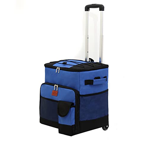HOMHOLDON 60 Cans Insulated Rolling Cooler Bag Cooler Backpack with Wheels and Handle Waterproof Lightweight Backpack for Camping,Picnic,Hiking,Beach,Park, Outdoor Activities(Blue with Rod)
