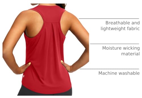 Image of Women's Workout Tops Racerback Athletic Tank Tops Sleeveless Loose Fit Yoga Running Gym Shirts for Women