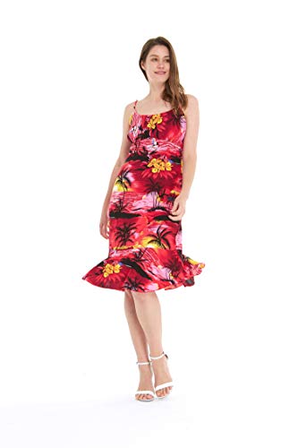 Image of Hawaii Hangover Family Matching Hawaiian Clothes, Sunset Red | Family matching Hawaiian outfits, Sunset Red, lightweight rayon, machine washable, tropical floral print, luaus, cruises