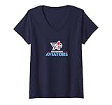 Womens Columbus Aviators - Lockup Logo - United Football League V-Neck T-Shirt