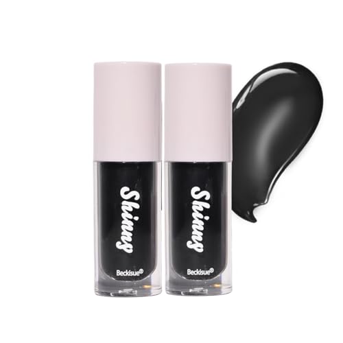 Pakivs 2Pcs Translucent Black Lip Oil Set Black Glossy Lipgloss Plumping Lip Tint Hydrating Mirror High-shine Lip Gloss Long Lasting Moisturizing Non-Sticky Lipgloss