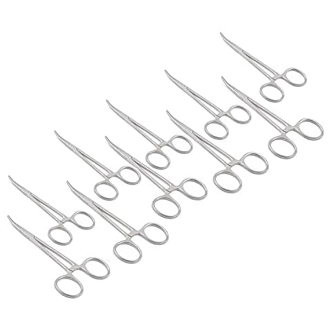 LAJA Imports 10-Pack Curved 5-Inch Mosquito Hemostat Locking Forceps, Stainless Steel Cover