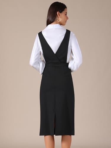 Allegra K Women Pinafore Dress Stretchy Sleeveless V Neck A-Line Overalls Jumper Dresses with Pockets4