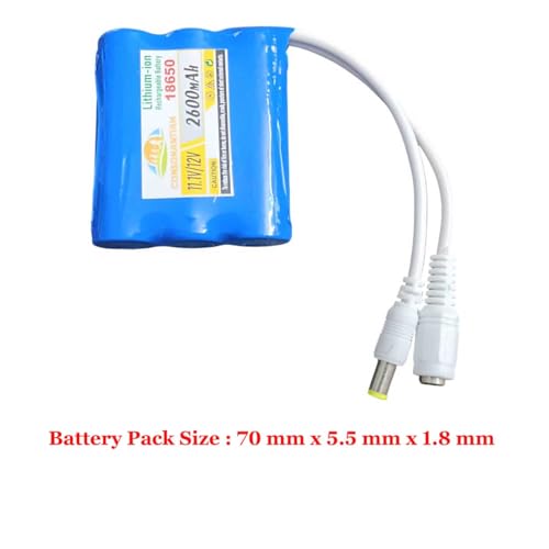 Image of 12 Volt 2600 mAH Lithium Ion Cell Battery Pack Rechargeable Battery Pack Blue Battery with 5.5X2.1 DC Jack Multiple Use in Toy, Game, Student Project Et. DIY KIT (12-Volt-1-PC)