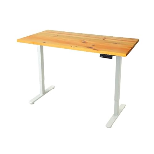 昇降デスク 電動 PSE適合 120cm 木製 天板 スタンディングデスク シングルモーター 9fhg (天板(120cm×パイン×ストレートエッジ+アクリルパネル), 脚(ホワイト))
