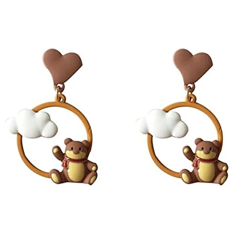 DEYUCHANG S925 Silver Cartoon Bear Heart Cloud Earrings Ear Clips ,kids girls Earrings Cartoon Bear Girl Earrings (Size : Earrings) Cover