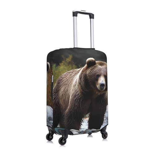Brown bear Luggage Covers for Suitcase Tsa Approved, Spandex Elastic Suitcase Cover Protector Washable Anti-Scratch Travel Baggage Cover Fit 18-32 Inch Luggage3