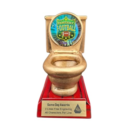 Same Day Awards Fantasy Football Toilet Bowl Trophy - Custom Engraved 5 Inch Last Place Award for...