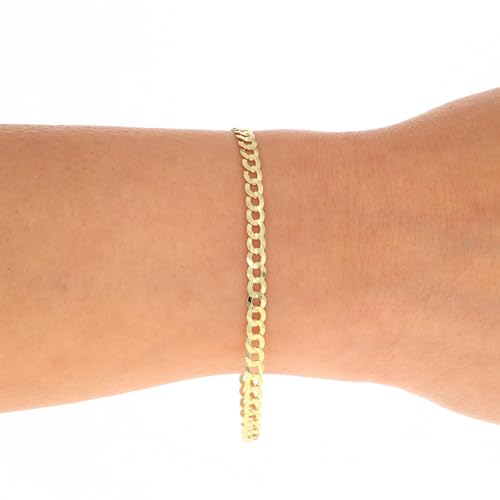 Pulsera de cadena cubana sólida en oro amarillo 10K 7" miniatura 3