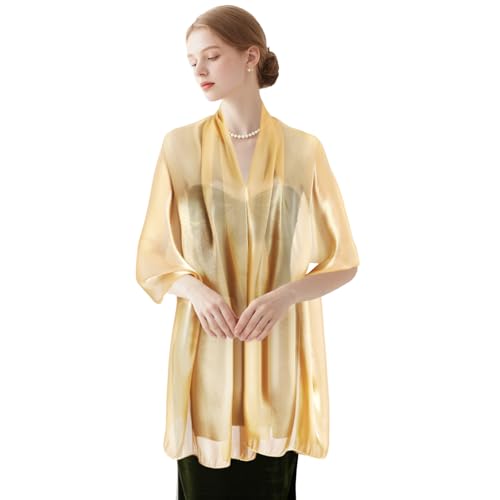 E-Clover Shawls and Wraps for Evening Dresses Satin Scarf for Women Long Wedding Shawls for Bridal Party Everyday Wear Champagne