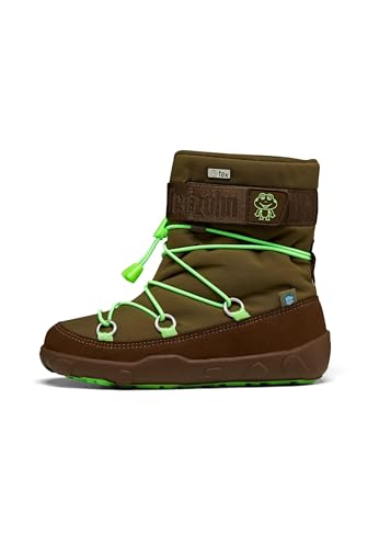 Affenzahn Schneestiefel Vegan Snowy wasserdicht, warm gefüttert, zum Reinschlüpfen, Größe 21-32 Frosch - Olive