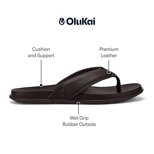 Image of OluKai Olali Men's Leather Sandals, Versatile & Comfortable Flip Flops, Soft & Durable Material, Arch Support & All-Day Wear