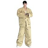 Características: chaqueta de mezclilla para hombre + jeans, mangas largas, botones, solapas, bolsillos en el pecho, bolsillos laterales, rasgados, retro; jeans azules combinan con tenis, mocasines, botas, se ven guapos en el uso diario y nunca pasarán de moda.