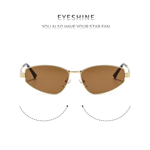 Lunettes de soleil de luxe œil de chat en métal noir et gris géométrique - 3