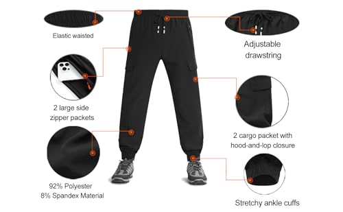 Boys Cargo Joggers Pants Outdoor Youth Quick Dry Hiking Pants Lightweight Athletic Pants with Zipper Pockets2