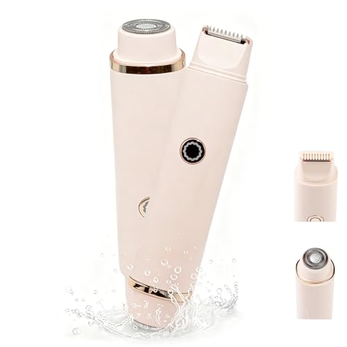 Image of Electric Bikini Trimmer for Women 2 in 1 Rechargeable Lady Shaver with Dual Head, USB Charging Wet & Dry IPX7 Waterproof Hair Remover for Bikini Line Face Legs Underarms and Body Grooming