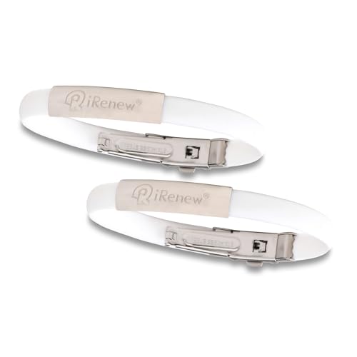iRenew Energized Well Being Health Fashion Bracelet (White 2 Pack) May promote: Strength, Balance and Endurance Energy Bracelet.