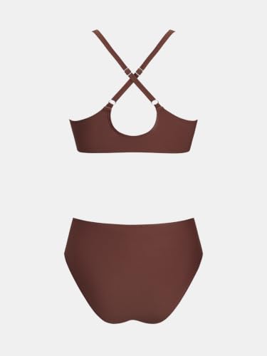 Image of CUPSHE Women's V Neck Bikini Sets Crossback Two Piece Swimsuit | Bunny Tie,Soft Removable Cups,Adjustable Straps,Mid Rise,Flattering Bathing Suit For Vacation And Beach