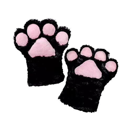 Unisex Cosplay Gloves Cartoon Kitten Paw Shape Plush Gloves Halloween Mittens Furry Cuffs Gloves For Carnivals Party