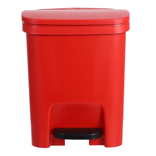 Bote de basura plástico con pedal y tapa de 10L rojo