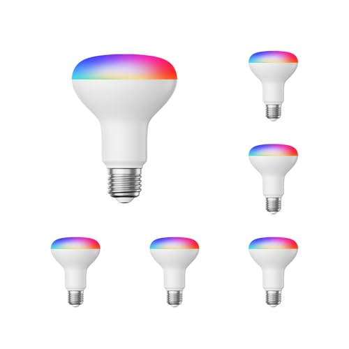 ledscom.de 6 Pieces E27 LED RGB Bulbs, R80, Warm White - Cool White (2700-6300 K), 9.9 W, 950lm, Smart Home, WLAN, Alexa, matt