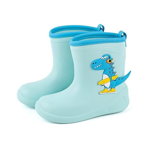 YUNICUS Boys And Girls Wellington Waterproof Rain Boots Lightweight Dinosaur Outdoor Shoes Cover