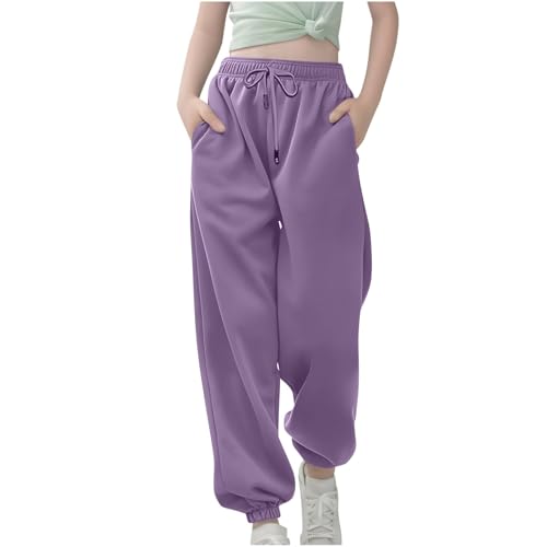 Girls Sweatpants Fall Baggy High Waisted 𝐂inch Bottom Jogger Pants Teen Y2K Preppy Drawstring Workout Trousers