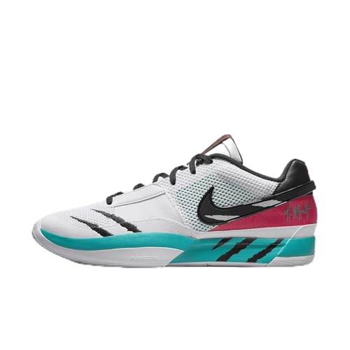 Nike Ja 1 Tênis de basquete masculino, Branco/verde turbo/vermelho universitário/preto, 45